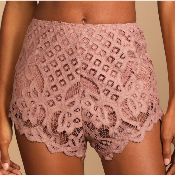 Free People Adella Blush Lace Shorts - Picture 2 of 13